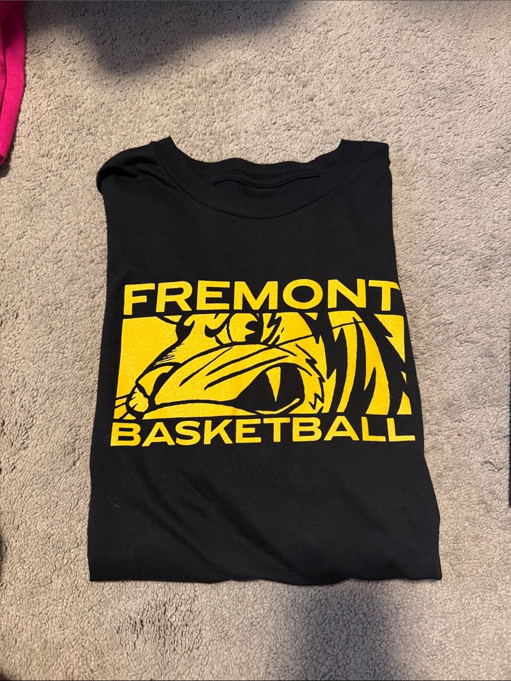 Fremont Basketball Black Tee with Bold Yellow Graphic